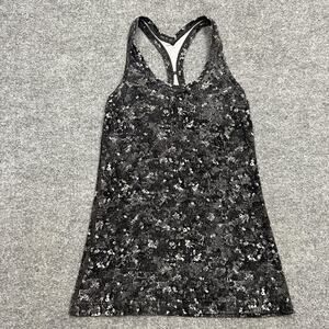 Lululemon Tank Top Womens Small Black Gray Racerback Yoga Activewear
